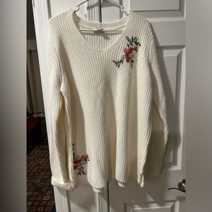Womens Coldwater Creek Garden Gate V-Neck Shaker Sweater size 1X